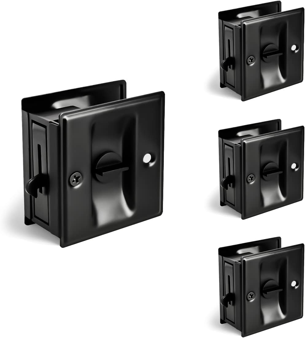 HOMOTEK 4 Pack Privacy Pocket Door Lock Hardware with Pull