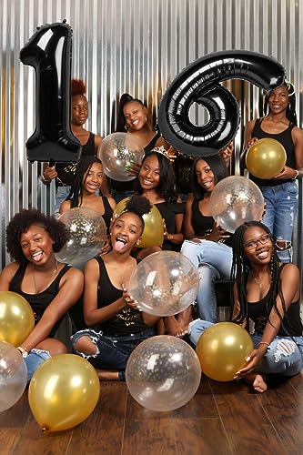 Image of 6 Balloon Numbers Birthday Decorations, 40In Black Balloons for Men Women | Eye-catching Appearance, Perfect Decorative Centerpieces, Convenient Self-sealing Structure, Widely for Various Occasions