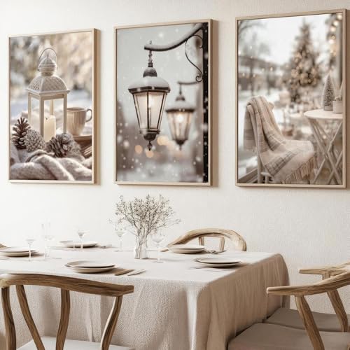 Xiyocadt 3er Poster Set Moderne Winter Schneelandschaft Wandbilder...
