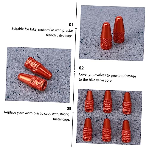 Tapas de válvula para bicicleta POPETPOP, 12 unidades, tapa de aluminio para válvula francesa, color naranja, cubierta contra polvo y humedad miniatura 7