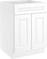 Vista 23 de LOVMOR Armarios de base de cocina, armario de almacenamiento aparador, gabinete de entrada con 1 cajón y estante ajustable, 24 pulgadas de ancho x