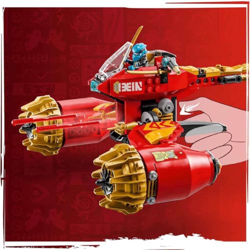 NINJAGO Mech Storm Rider di Kai - 2 Veicoli Trasformabili in Figura Snodabile e Moto Giocattolo, Set con 3 Minifigure e Armi, Giochi per Bambini e Bambine da 7 Anni da La Rivolta dei Draghi 71830 - Lego - Immagine 1