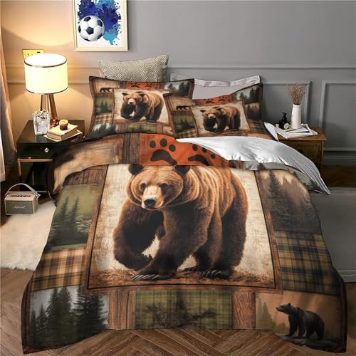Housse de couette ours anti-acarien parure douce lit simple avec zip - 6