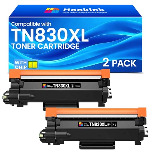 Toner TN830XL Noir Lot de 2 Cartouches pour Imprimante Brother HL-L2460DW et MFC-L2820DW