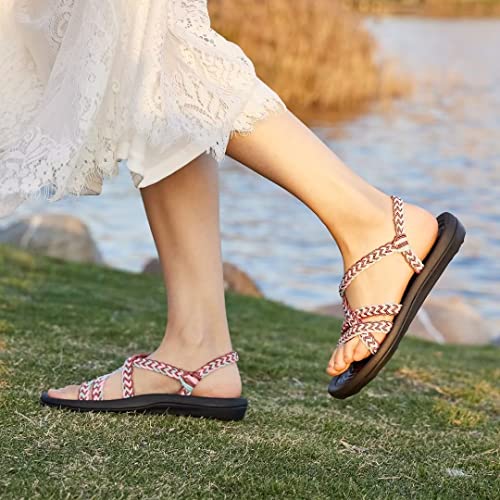 Megnya Women's Comfort Hiking Sandals With Arch Support, Non Slip Rubber Sole Sandals With Adjustable Slingback Straps, Style Dressy Walking Sandals For Work Office Ice Green Size 6 #TOP2