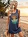 AIMITAG Summer Tank Dress for Women Casual Vacation Sundress Coconut Tree Graphic Beach Cover Up (X-Large,Navy Blue)