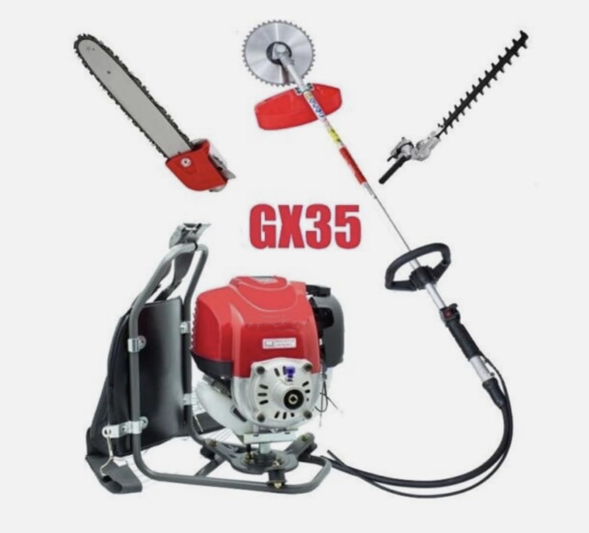 GX35 Mochila 3 en 1 cortador de malezas de 4 tiempos para cortasetos y motosierra