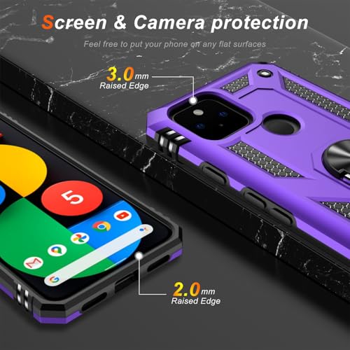Coque Google Pixel 5 anti-chute avec anneau et protège écran - 3