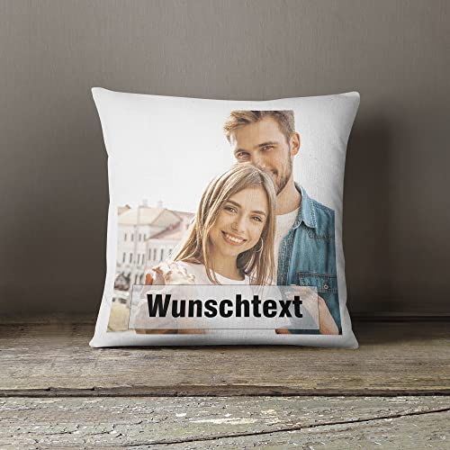 Kissen mit Foto - mit Bild - bedrucken lassen - Personalisiertes Kissen - Fotodruck - selbst gestalten - individuell - Kissen mit Füllung und Reißverschluss - 40x 40 cm - Waschbar - 1 Bild