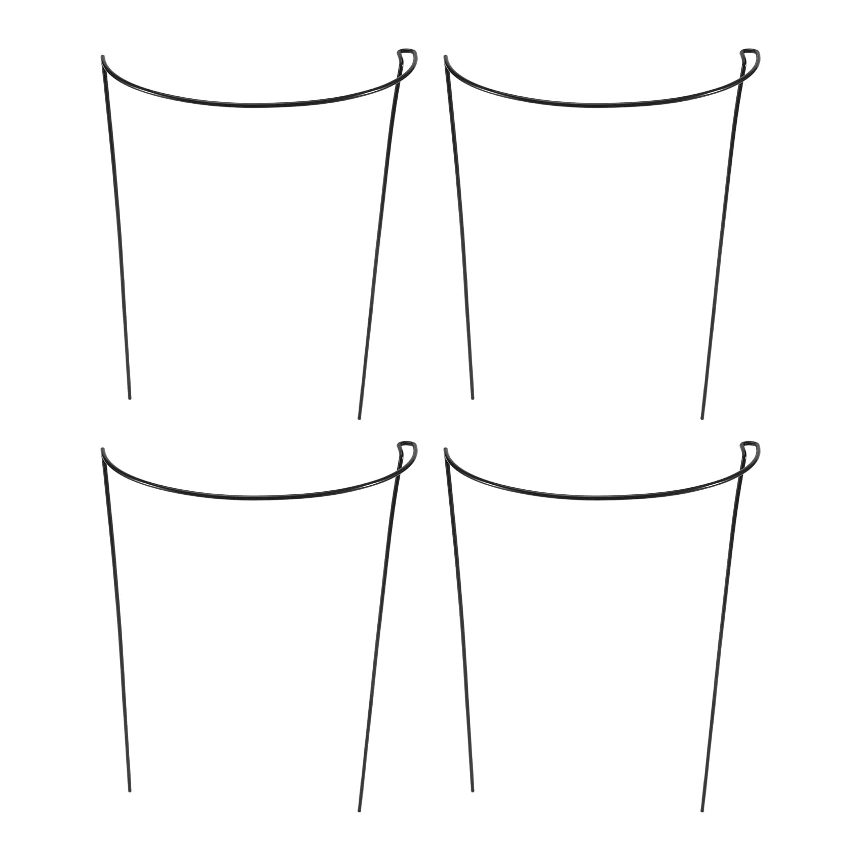Aisuoka Green 4 Pcs Plant Support Stakes Ring Cage Metal Garden Plant Stake Half Round Plant Support Ring Large Plant Supports
