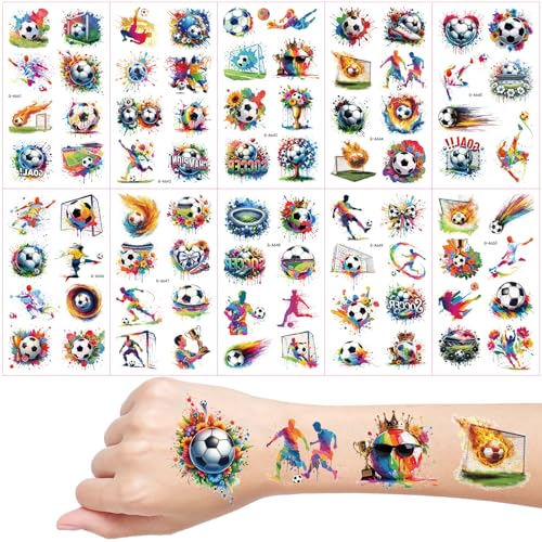 Fussball Tattoos für Kinder, 10 Blätter Wasserfarben Fußball Temporäre Tattoos, Kinder Tattoo Hautfreundlich, Schultüte Füllung, Mitgebsel Kindergeburtstag Fussball Tattoos für Kinder, 10 Blätter Wasserfarben Fußball Temporäre Tattoos, Kinder Tattoo Hautfreundlich, Schultüte Füllung, Mitgebsel Kindergeburtstag