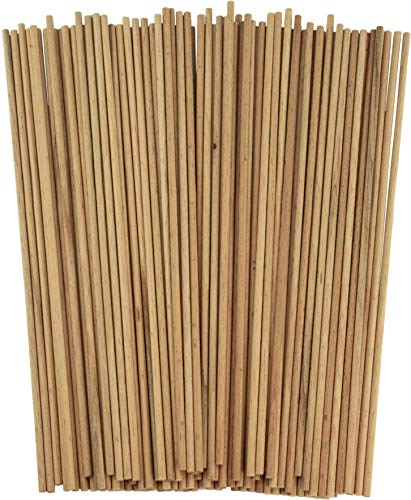 MCE-Commerce Lot de 100 Baguettes Rondes en hêtre Naturel Ø 3 mm Longueur 20 cm pour travaux manuels, modélisme, Bricolage, Bois 3 mm x 20 cm