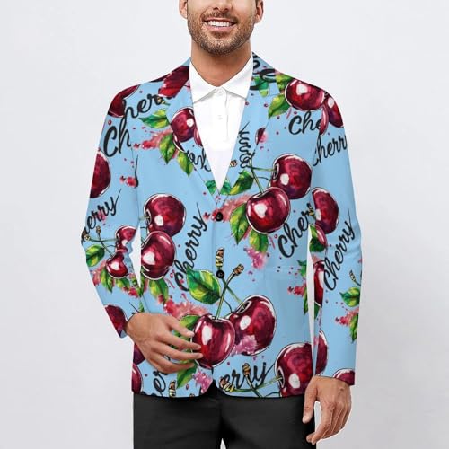 Cute Cherryes Men's Suits Dress Business Formal Suit Print Jackets Coat for Wedding Party2