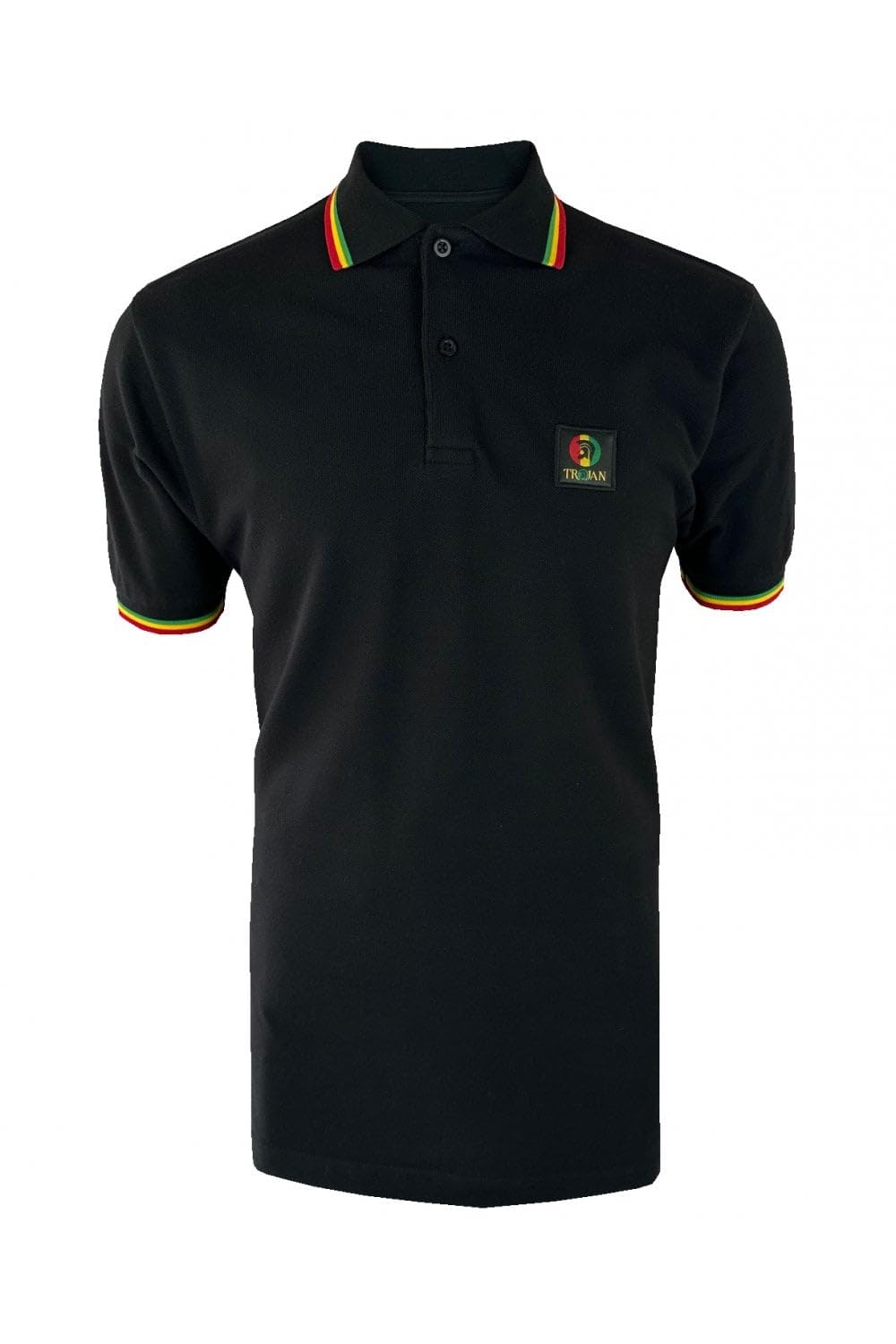 Trojan Men's Rasta Flag Badge Pique Short-Sleeve Polo Shirt - Tr/9077