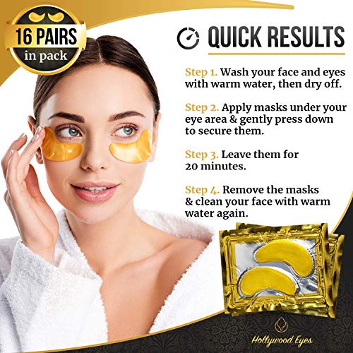Under Eye Patches, 24K Gold Collagen Eye Mask, Dark Circles and