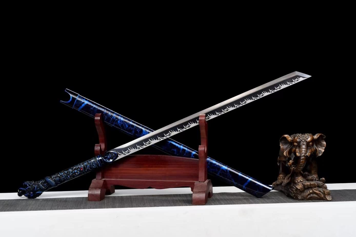 LOONGSWORD,Chinese Sword,Loong Saber(Forged High Carbon Steel Blade,Alloy Fittings) Cut Tree