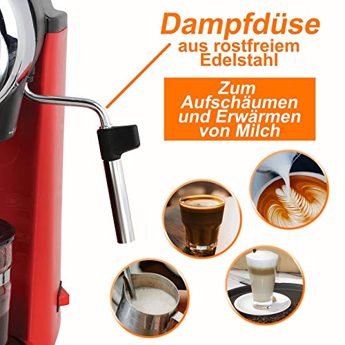 Elektrische Espressomaschine Kaffeemaschine 4 Tassen Espressobereiter Rot Glaskanne (Kleine Cappuccino-Maschine mit… – Bild 7