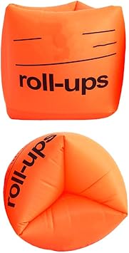 Namvo 2Pcs Roll-up Arm Bands, Floating Inflatable Arm Bands Inflatable Swimming Armbands Pool Floats Extra Safety Roll Up Sleeves for Adult Learning Swimming Orange