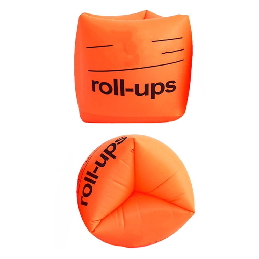 Namvo 2Pcs Roll-up Arm Bands, Floating Inflatable Arm Bands Inflatable Swimming Armbands Pool Floats Extra Safety Roll Up Sleeves for Adult Learning Swimming Orange