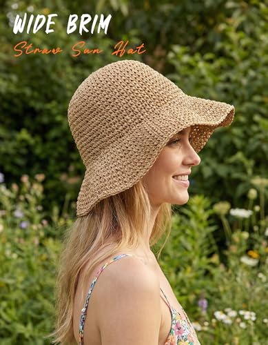 Sombrero de playa de paja para mujer con ala ancha miniatura 4