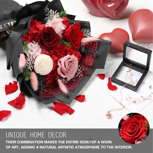 Preserved Flowers for Delivery, Red Flower Bouquets with Necklace, Forever Real Roses Anniversary Birthday Gifts for Women Mom Wife Girlfriend, Fresh Flowers for Valentines Day Christmas - Image 4