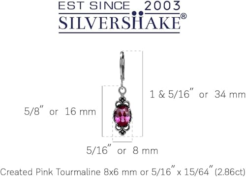 Miniatura 10 de Silvershake Pendientes colgantes de plata de ley 925 con forma ovalada de 0315 x 0236in