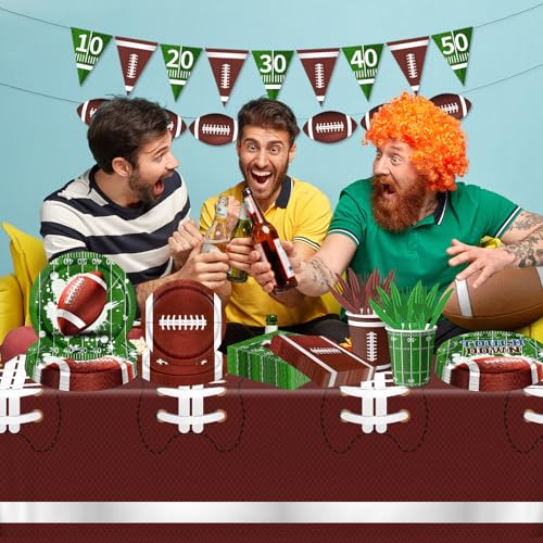 Football Party Decorations, 179pcs - Includes Banner, Tablecloth, Plates, Napkins, Cups, Forks, Knives - Red - Football Theme - Birthday & Baby Shower - Image 6