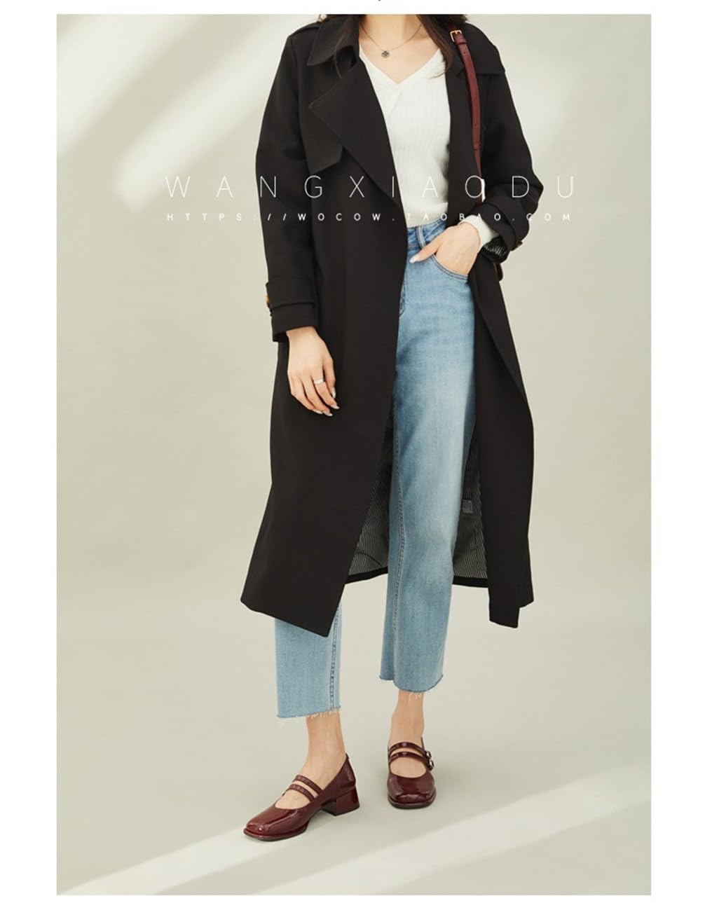Mary Jane Zapatos Mujer Viento Colegio Retro Moda Cabeza Redonda una Palabra con un Tacón Grueso Tacón Medio Alto