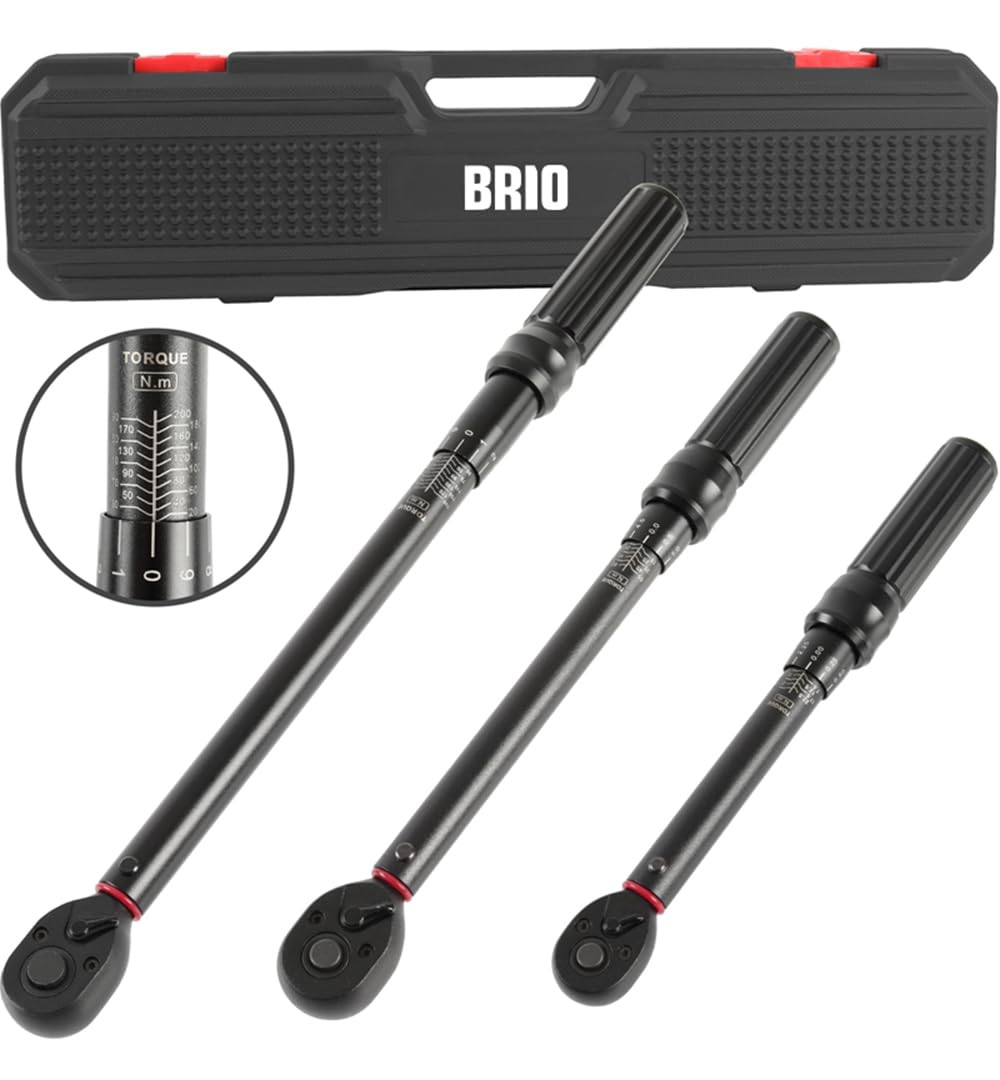 Brio Tork Anahtarı 3 Ad 1/4 inç 5-25 Nm, 3/8 inç 10-60 Nm, 1/2 inç 20-200