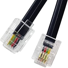 Phone Cable 15 Feet Telephone Line Cord with RJ11 6P4C Connectors for Landline Phone, Fax Machine and Modem, for Both in-Wall and Out-Wall Using, Black, AV04607