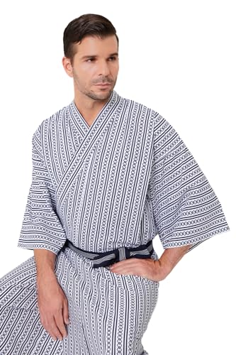 Mens Tatekan Yukata, Lightweight Summer Robe, 100% Cotton, Made in Japan4