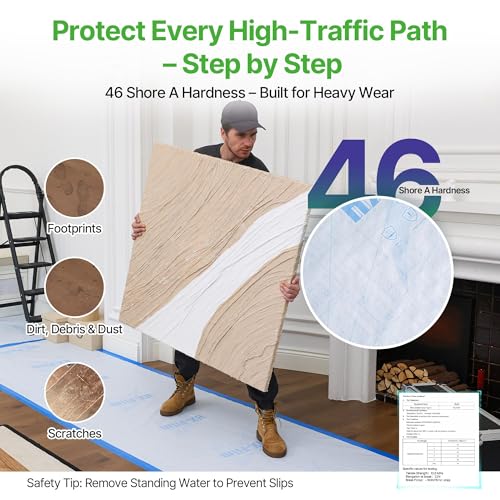 Protector para piso resistente 39"x100' de construcción HX-Film, película plástica para protección de alfombras y pisos, color azul hielo miniatura 4