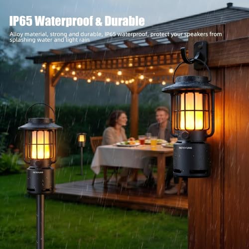 RETEYUNG Outdoor Bluetooth Speakers Waterproof with Atmosphere Light,Gifts for Men Women Dads,10W Wireless Portable Speaker with LED Flickering Torch Lights for Camp/Patio/Pool/Yard/Home Decor(2 Pcs) - image 4