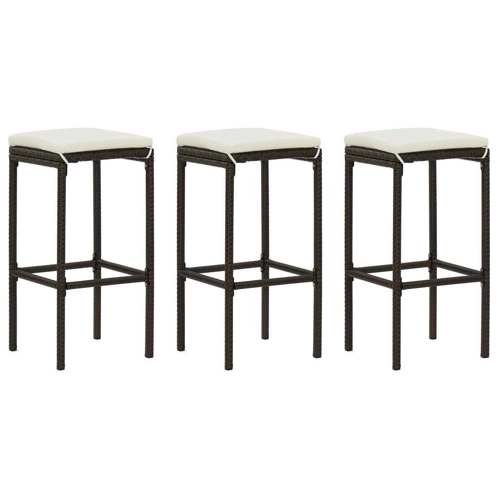 Set di 4 bar da giardino con cuscino, colore marrone, set di mobili da giardino, per giardini, terrazze e balconi