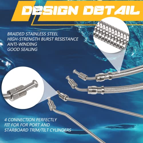 Image of New Trim Tilt hydraulic Ram Cylinder hose kit Fit for Mercruiser Alpha One 15-9 /16 inch, BravoI, II, III, X, XR, XZ, 9B-104 & 9B-121 Trim Cylinders Replacement for 32-99904Q 32-864589 32-864588