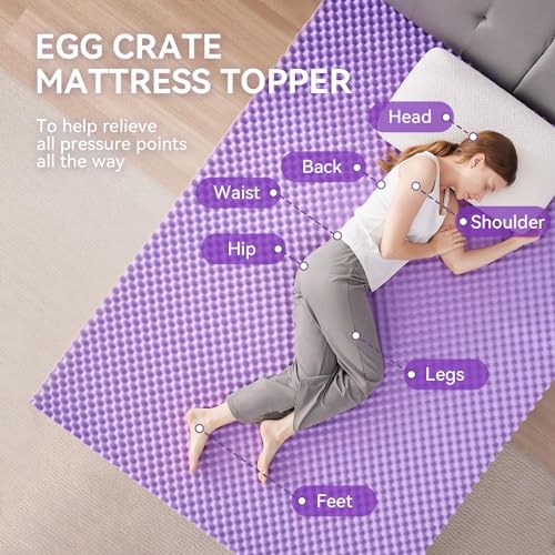 Image of SINWEEK 2 Inch Egg Crate Cooling Gel Memory Foam Mattress Topper Full Size, Soft Mattress Pad for Back Pain Relief, Bed Topper, CertiPUR-US Certified