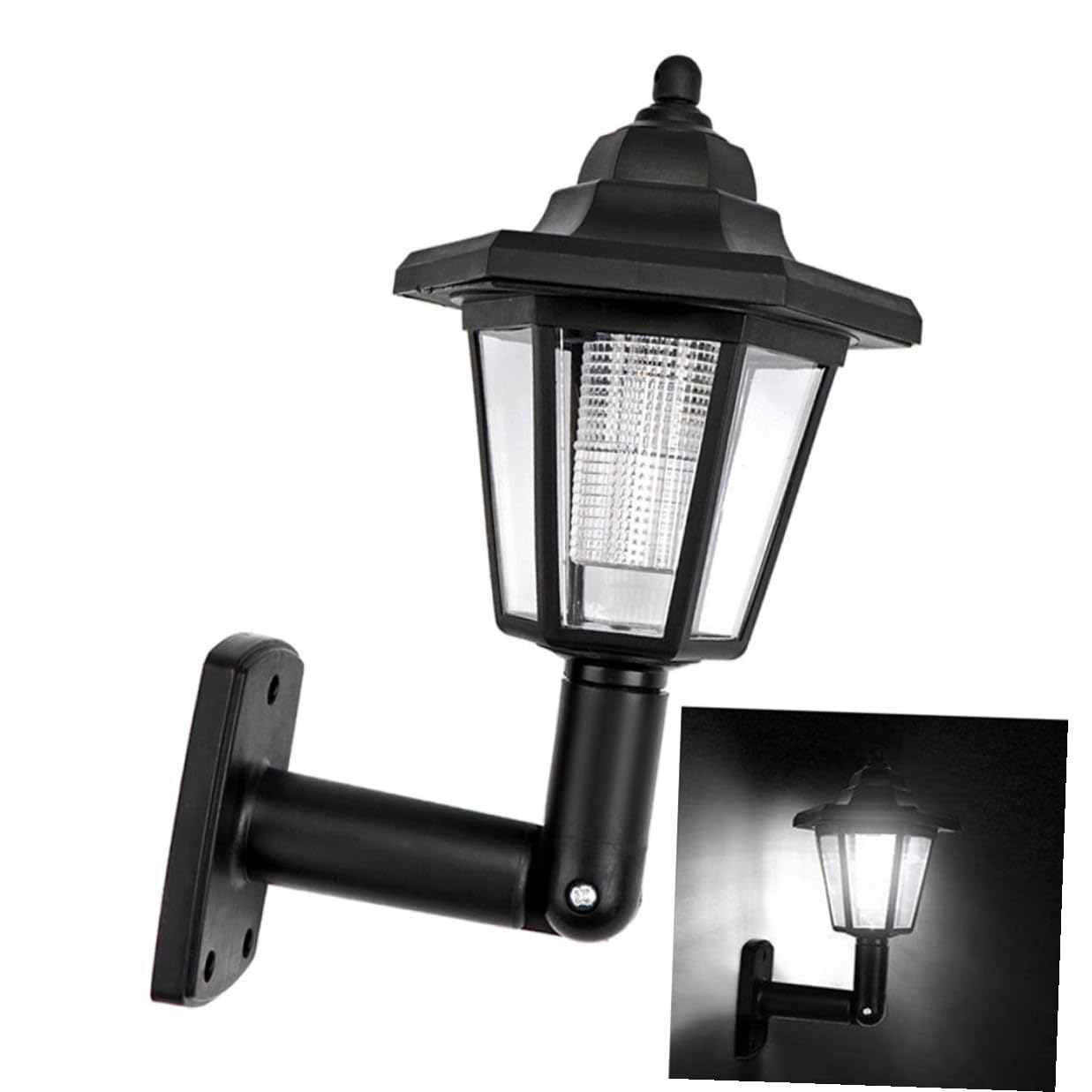 Toddmomy 2 Stück Solarbetriebene Sechseckige Wandleuchte Schwarz Wetterfeste Solar Wandlampe für Garten und Terrasse Platzsparende Außenleuchte mit Wandmontage