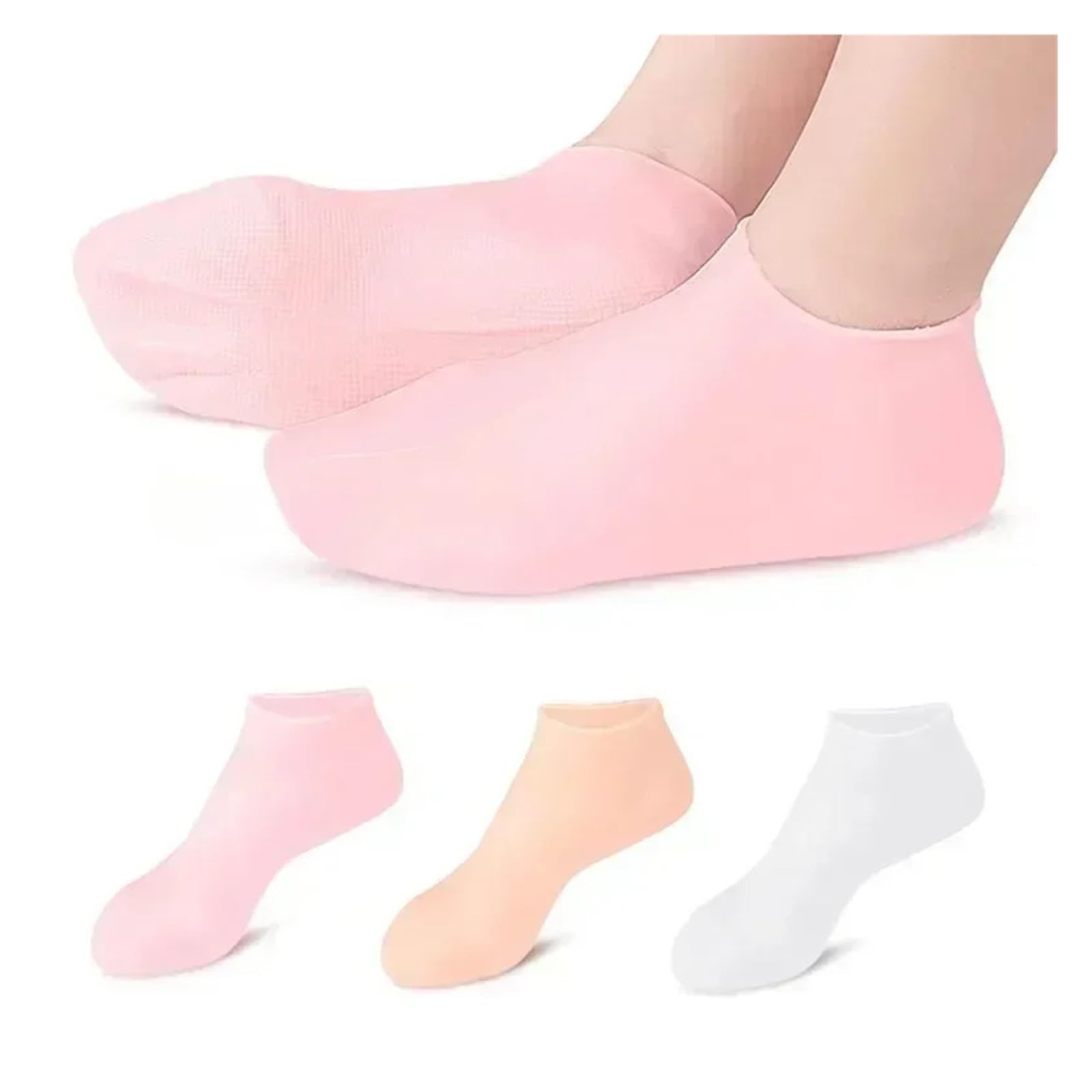 Silikonsocken, feuchtigkeitsspendende Gel-Socken, Peeling und Verhinderung von Trockenheit, rissige, abgestorbene Haut, Schutzfuß (Farbe: Rosa, 30–40 m, Größe: Einheitsgröße)