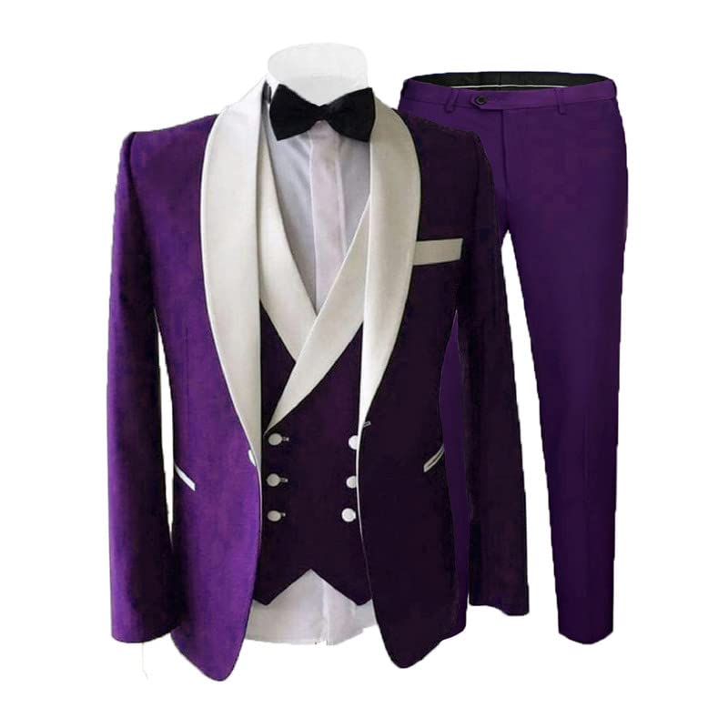 Setwell2024 Formal Suits for Men Wedding Slim Fit 3 Piece Dress Tux Business Party Jacket Vest & Pants JXZ007