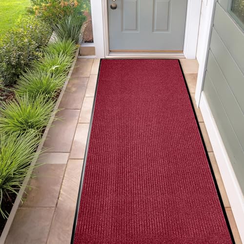 Image of MaxMat Extra Large Commercial Door Mat, Rubber Border Heavy Duty Door Mat, Waterproof, Low-Profile, Easy to Clean, Rubber Entry Mat. (Red, 3 x 10 Feet)