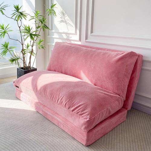 La Mejor Selección de Sofa Cama Rojo Coppel de esta semana. 44 MAXYOYO Sofá cama puf plegable de piso para adultos, extra grueso y largo con funda lavable con cordón. Color rosado de 137 x 241 cm