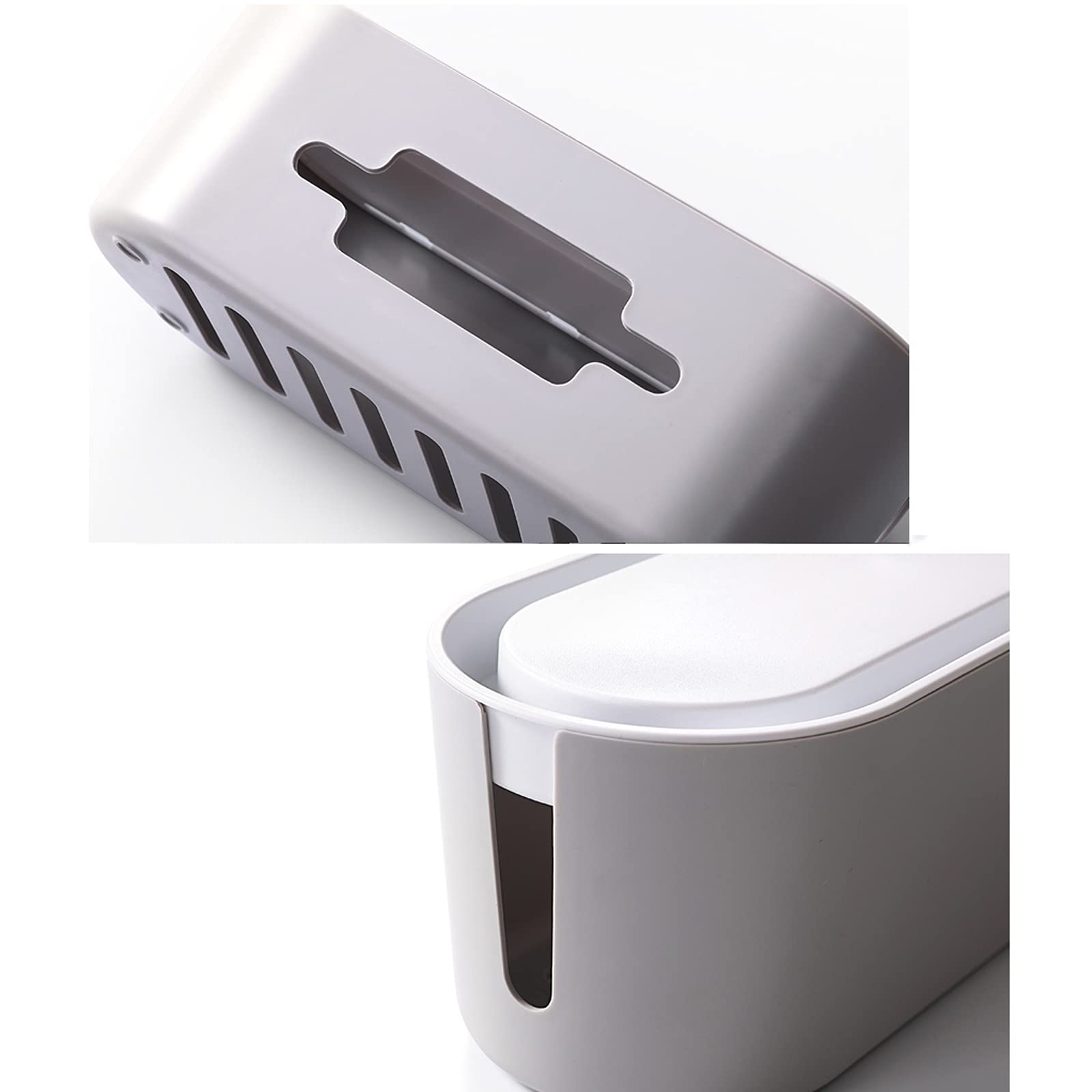 Caja de gestión de cables de madera - ocultar cabl Caja organizadora de cables, caja de almacenamiento con regleta de enchufes, solución de gestión de cables de escritorio, caja organizadora de cables