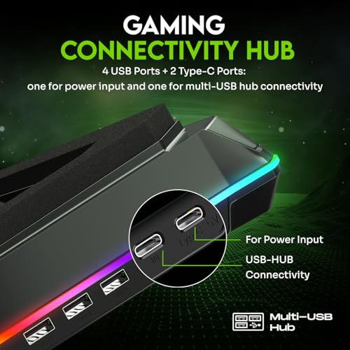 Image of SpinBot Airflow X50 Laptop Cooling Pad | 135mm Fan up to 3800 RPM | 11 RGB Modes | 5-Level Adjustable Stand | 4 USB + 2 Type-C Ports | High Airflow Cooler for Gaming & Work Laptops up to 19 inch