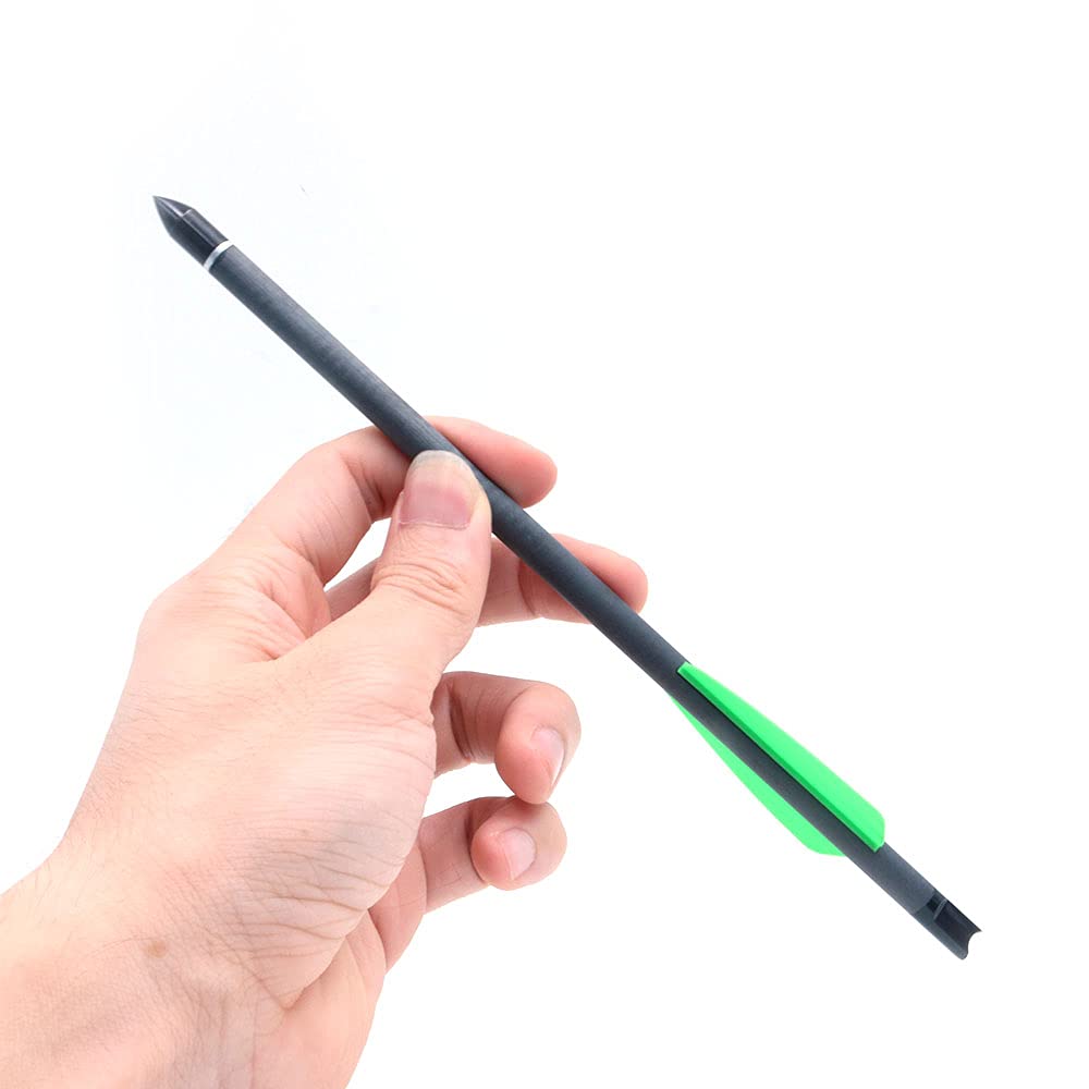 12 pz 7.5 Inch Verde Piuma Puro Bullone In Carbonio Puro, 5 Pollici Goccia Piuma Freccia con Testa Sostituibile per Compound E Ricurvo Arco