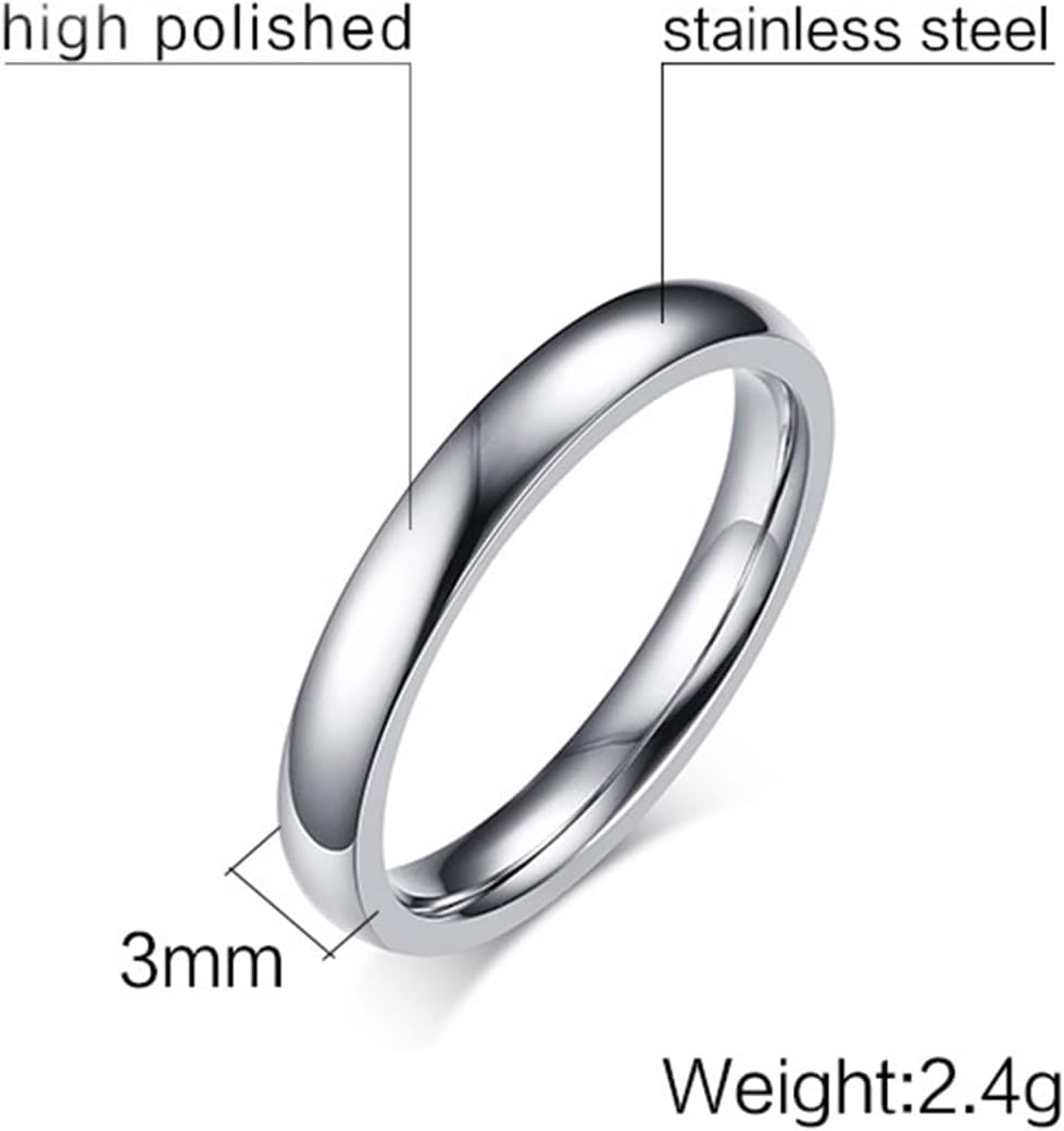 Silver Wedding Band Plain, 2MM/3MM/5MM/6MM/8MM Stainless Steel Engraved Ring for Couple image 4