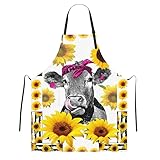 Cow Apron Waterproof Chef Kitchen Aprons with 2 Pockets Funny Aprons for Adults Cooking BBQ Aprons...