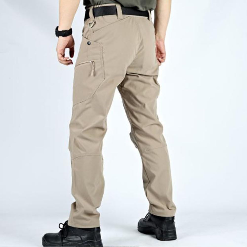 Pantalones Trekking Hombre Impermeable Pantalones de Trabajo Montaña Alpinismo Senderismo Táctico Pantalón Cargo Casuales con Multibolsillos(Sin cinturón)
