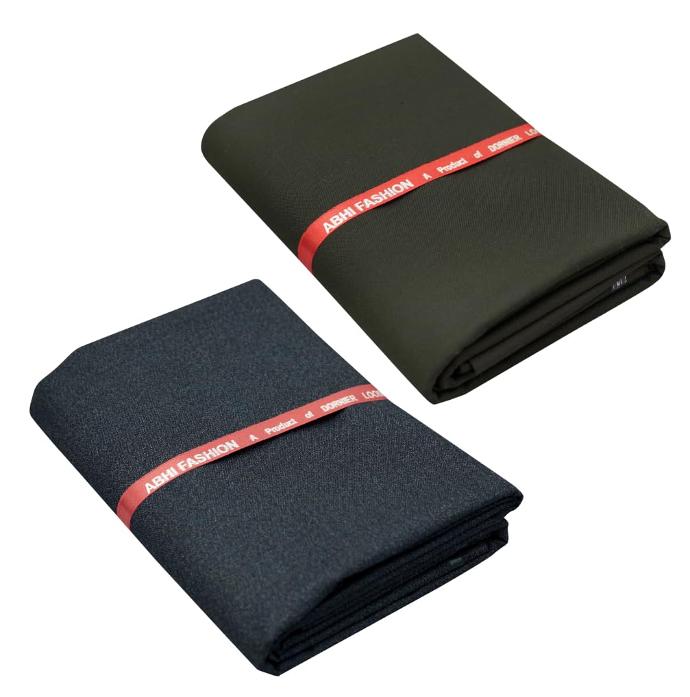 Abhi Fashion Men's Cotton Feel Formal Unstitched Combo Trouser Fabric For Men (Pack Of 2)-picture-12