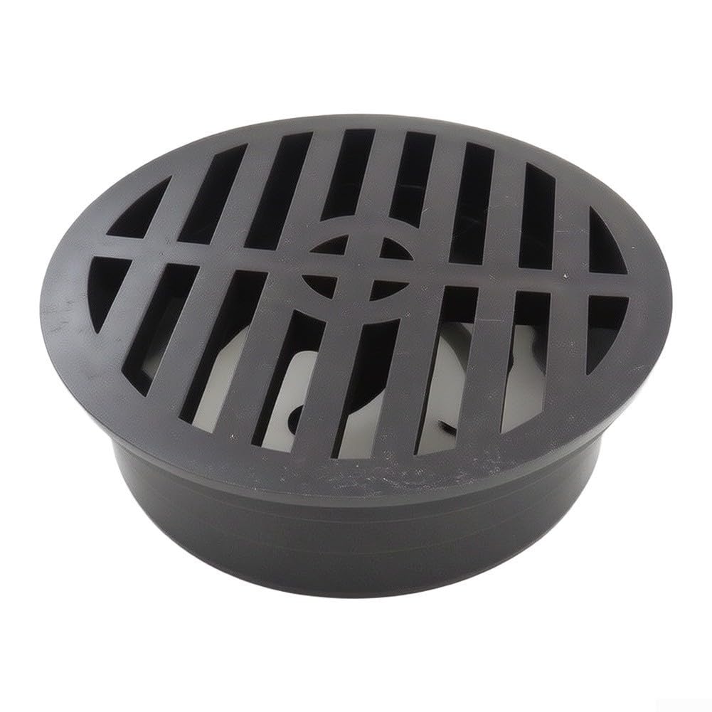 Fauhapyway 4 Inch Round Drain Cover PVC Gully Grid for Garden Patio - Black Leaf Guard Grate Prevents Debris Blocking Rainwater Drainage System Outdoor Use(Black)