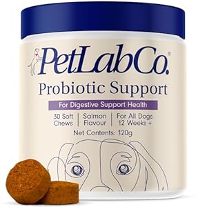 PetLab Co. Probiotics for Dogs, Support Gut Health, Occasional Diarrhea, Digestive Health & Seasonal Allergies – Salmon Flavor – 30 Soft Chews